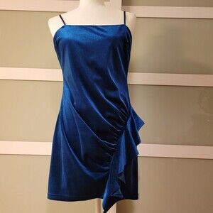 American Threads Velour Blue Mini Dress